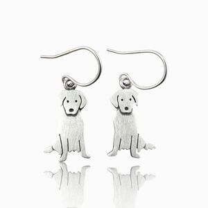 Silver Labrador Dog Dangle Earrings – Tiny Puppy Jewelry for Pet Lovers, New
